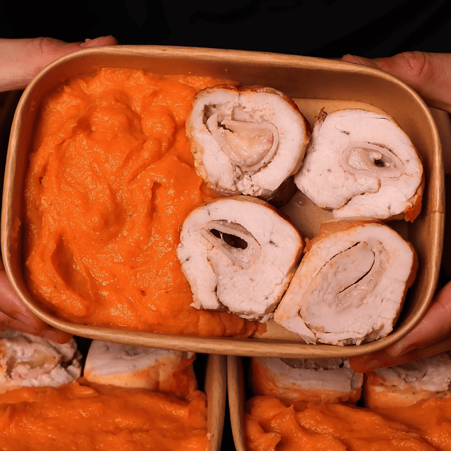 Chicken Rolls with Sweet Potato Mash