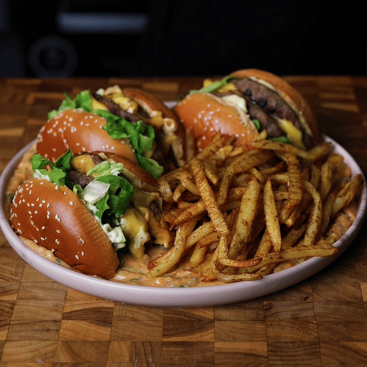 High-Protein Double Cheeseburger with Fries