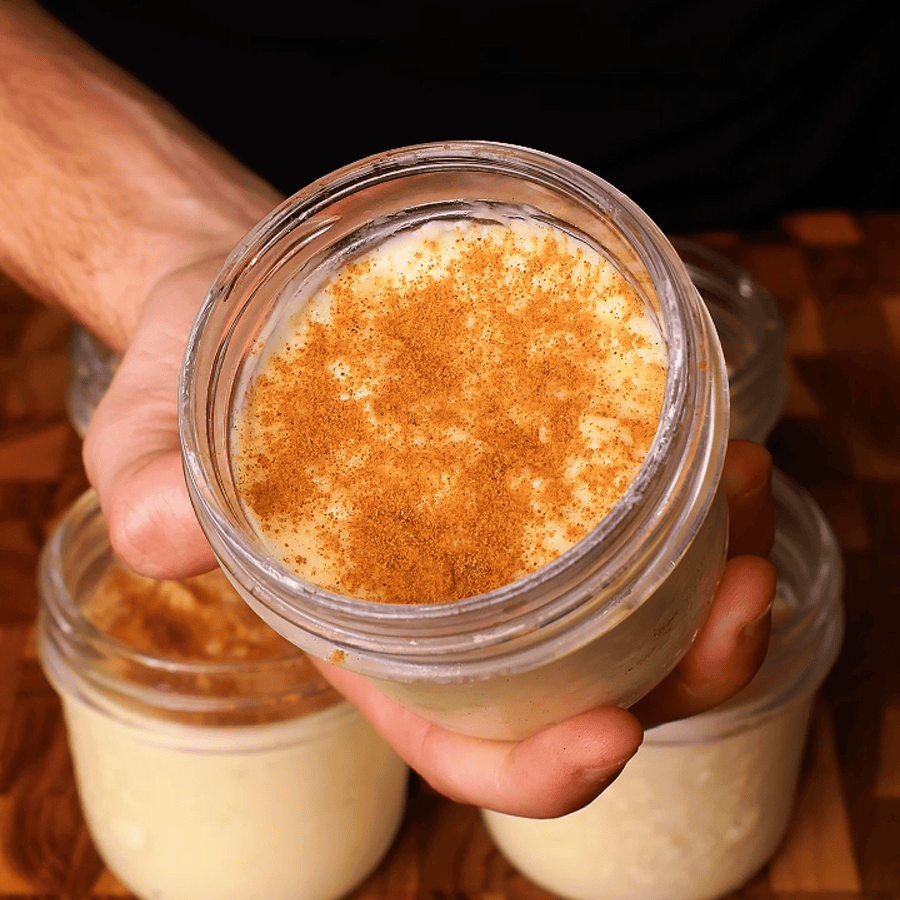Healthy High Protein Rice Pudding in Jars